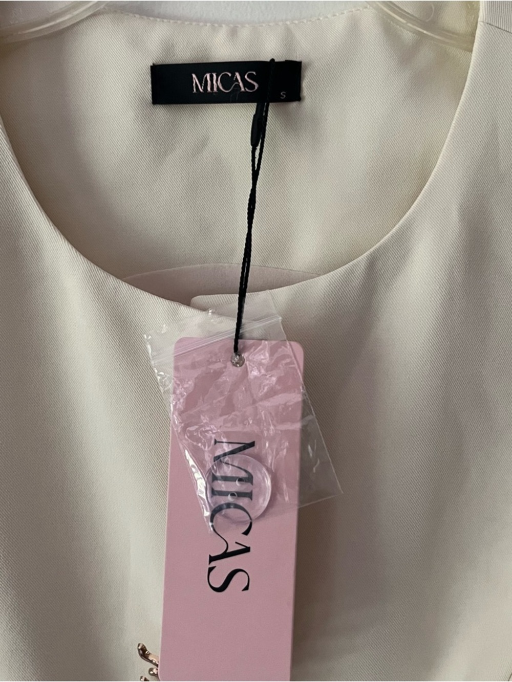 Micas Sleeveless Blazer Vest Small Cream Gold Structured Dressy Professional NEW - Picture 5 of 9